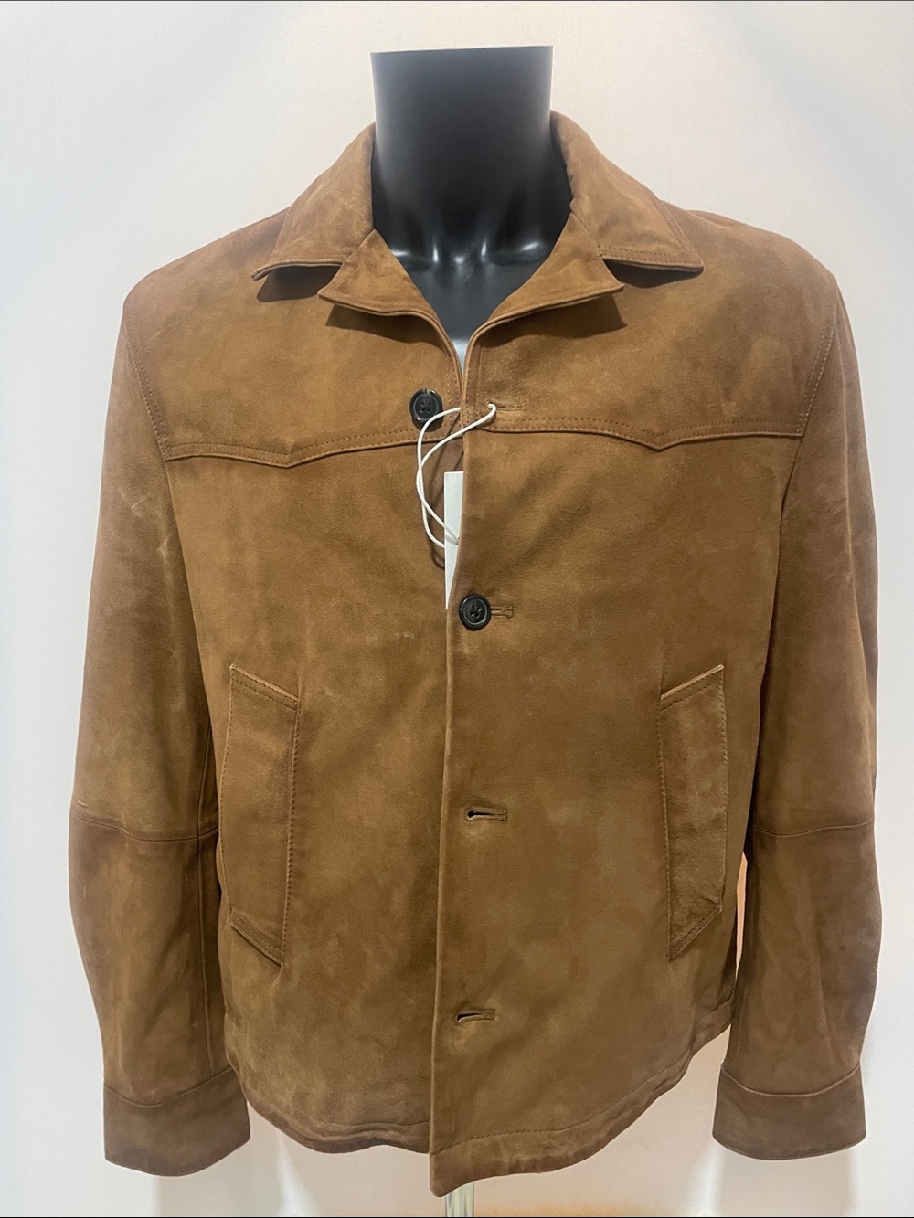 Men's Suede leather Brown Button-Up Jacket